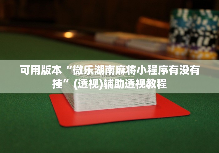 可用版本“微乐湖南麻将小程序有没有挂”(透视)辅助透视教程