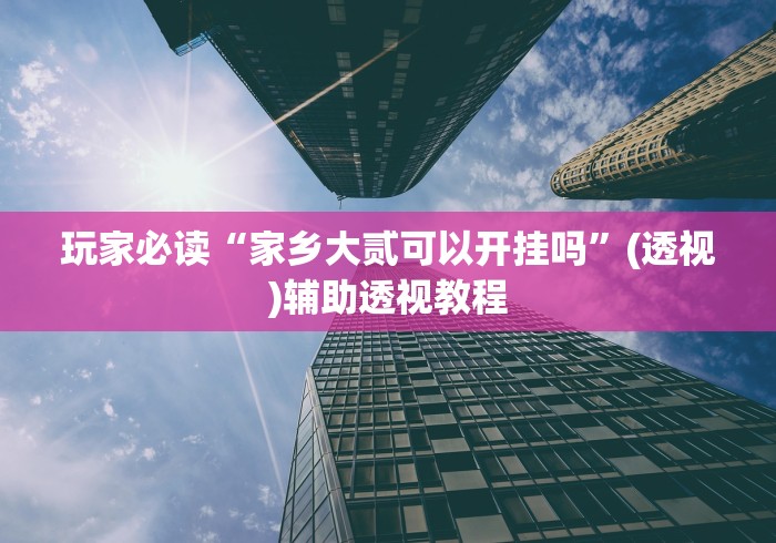 玩家必读“家乡大贰可以开挂吗”(透视)辅助透视教程