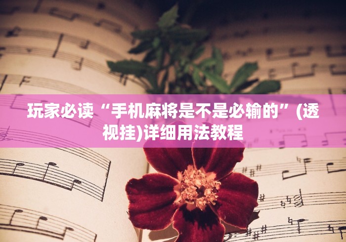玩家必读“手机麻将是不是必输的”(透视挂)详细用法教程