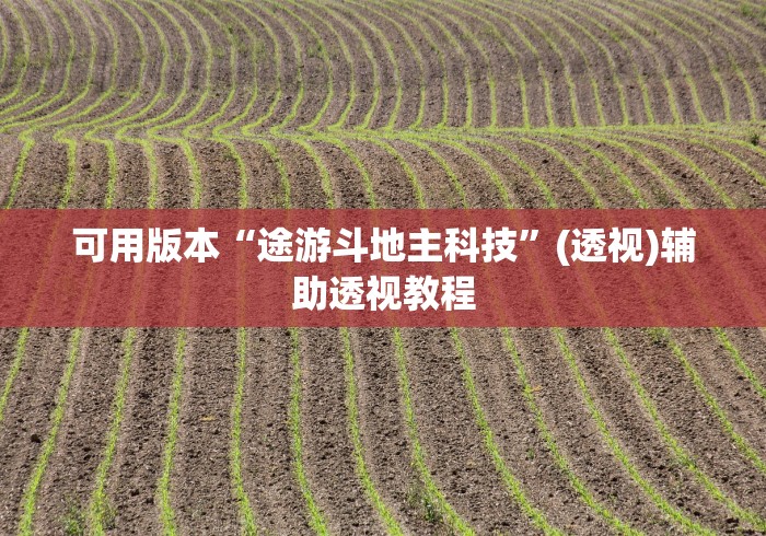 可用版本“途游斗地主科技”(透视)辅助透视教程