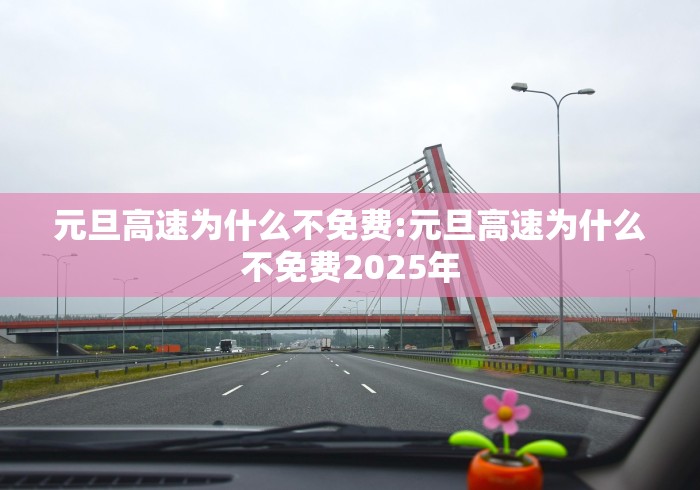 元旦高速为什么不免费:元旦高速为什么不免费2025年