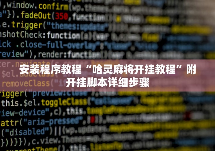 安装程序教程“哈灵麻将开挂教程”附开挂脚本详细步骤