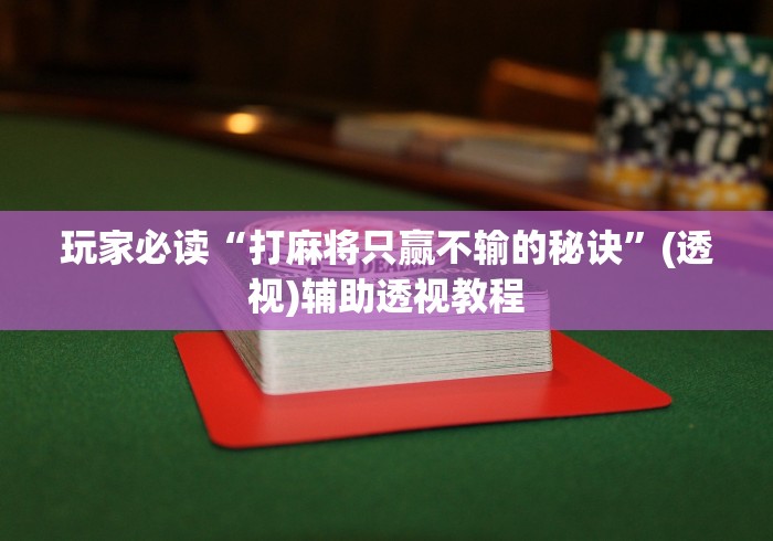 玩家必读“打麻将只赢不输的秘诀”(透视)辅助透视教程