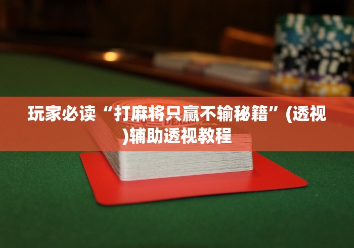 玩家必读“打麻将只赢不输秘籍”(透视)辅助透视教程