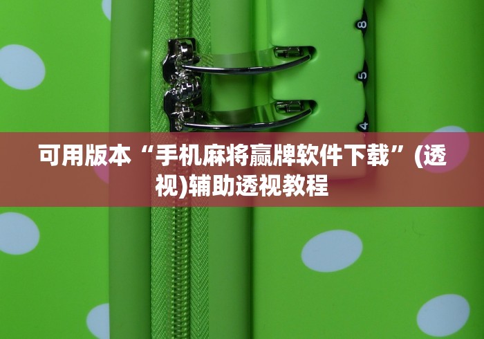 可用版本“手机麻将赢牌软件下载”(透视)辅助透视教程