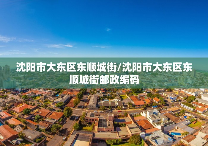 沈阳市大东区东顺城街/沈阳市大东区东顺城街邮政编码