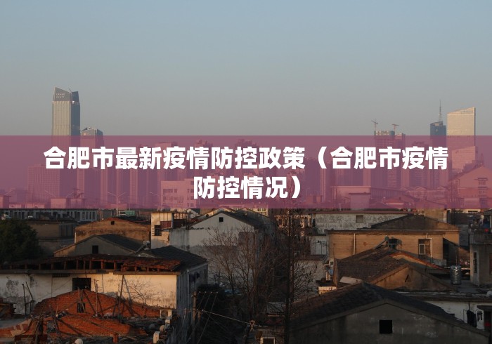 合肥市最新疫情防控政策(合肥市疫情防控情况)