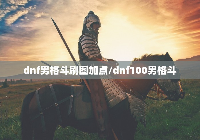 dnf男格斗刷图加点/dnf100男格斗