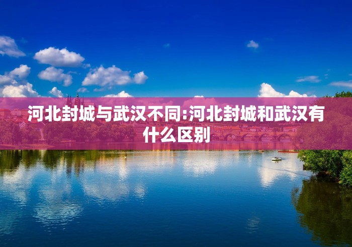 河北封城与武汉不同:河北封城和武汉有什么区别
