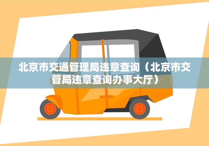 北京市交通管理局违章查询（北京市交管局违章查询办事大厅）
