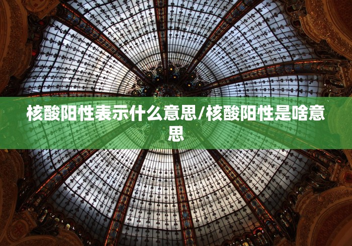 核酸阳性表示什么意思/核酸阳性是啥意思