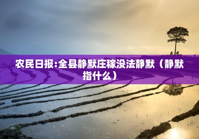 农民日报:全县静默庄稼没法静默(静默指什么)